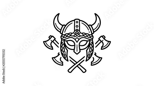 Viking helmet with crossed battle axes.