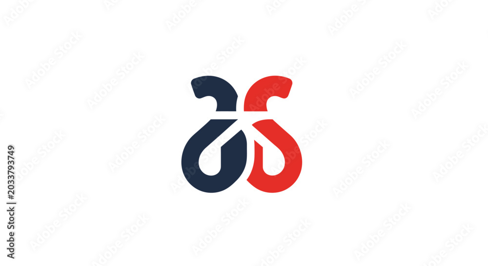 Fototapeta premium A minimalist abstract logo design featuring two interlocking curved shapes