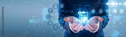 Tableau sur toile Analyst hands hold glowing ASSESSMENT icon