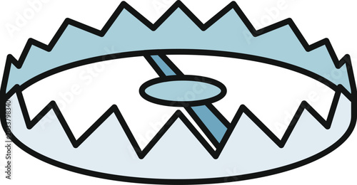 Metal bear trap icon with jagged teeth for catching animals