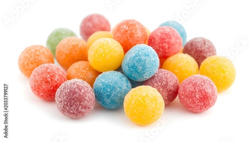 Assorted Colorful Round Sour Candies with Sugar Coating PNG Isolated on Transparent Background