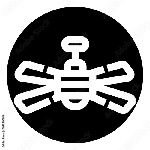 Canvas Print Ceiling fan icon depicting an electric appliance used for household comfort, cir