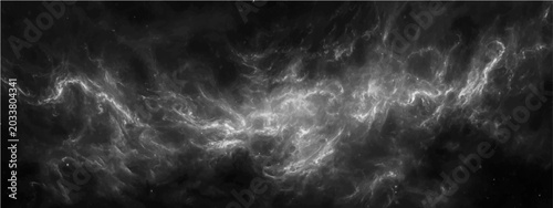 Photos Abstract swirling nebulous cosmic cloud formation in deep space, depicting ethereal celestial phenomena with dynamic light and shadow interplay
