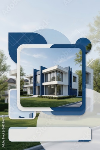 Modern architectural house design presented as a creative template for real estate marketing, property promotion, and digital advertising campaigns.