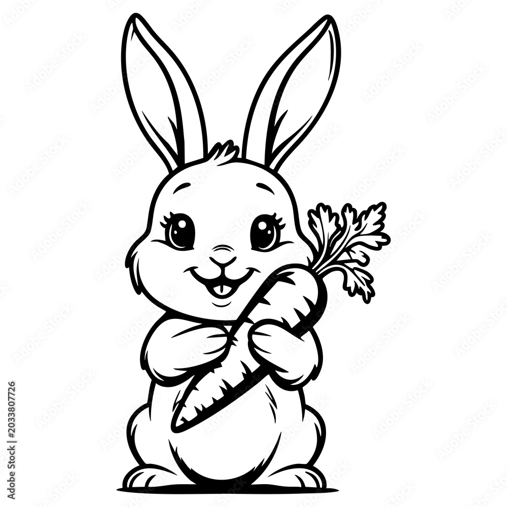 Fototapeta premium Cute bunny with carrot