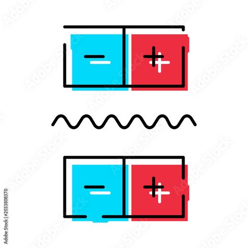 Obraz na płótnie Bar magnets with opposing positive and negative poles generating an electromagne