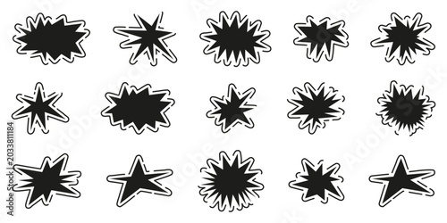 Quadro su tela Comic explosion shape collection in black style