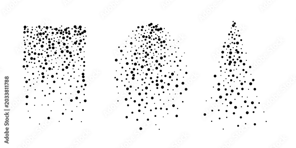 Obraz premium Water sprays. Dot grain noise gradient shapes. Sprays with splash effect, featuring grainy texture and gradient dissolve. Abstract modern vector illustration