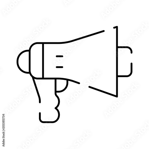 Schilderij op canvas Megaphone symbol indicating loud public communication, delivering a message, bro