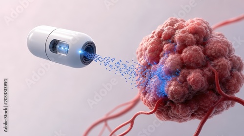Nanotech capsule releasing particles targeted cancer therapy tumor