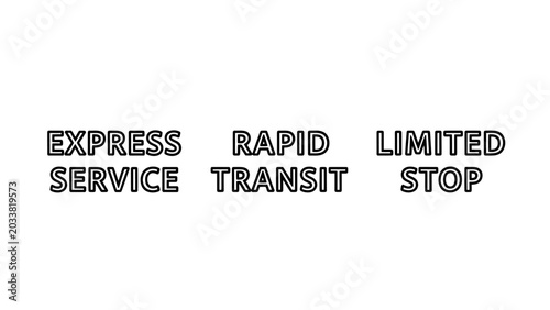 Express service rapid transit limited stop transportation icons for urban mobility with transportation efficiency commuter movement logistics infrastructure schedule convenient mobility