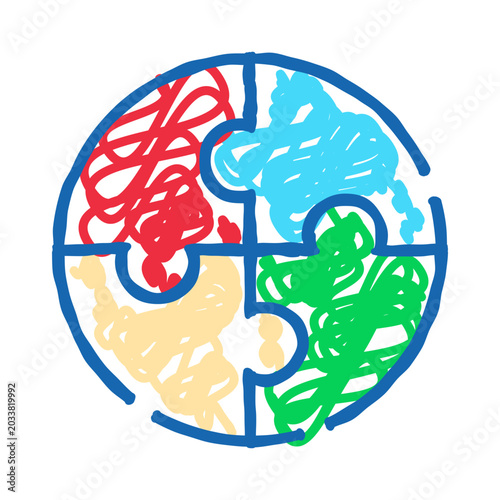 Photos Abstract illustration showing four colorful jig puzzle pieces fitting together i