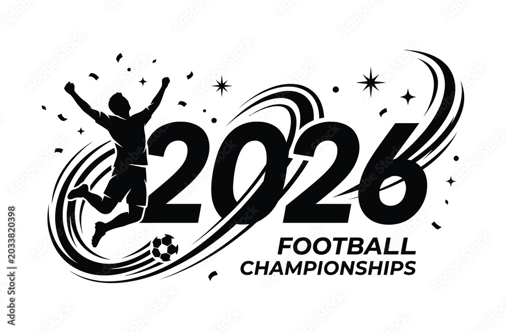 Naklejka premium 2026 football championships celebration vector logo and FIFA World Cup 2026, FIFA World Cup, World Cup Football, FIFA World Cup Football 2026, FIFA World Cup Football