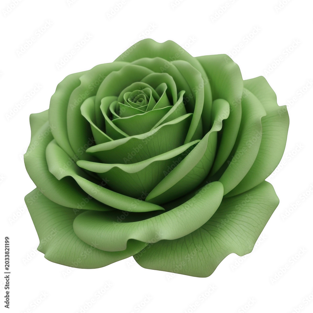 Fototapeta premium Single light green rose flower bloom isolated on a transparent background