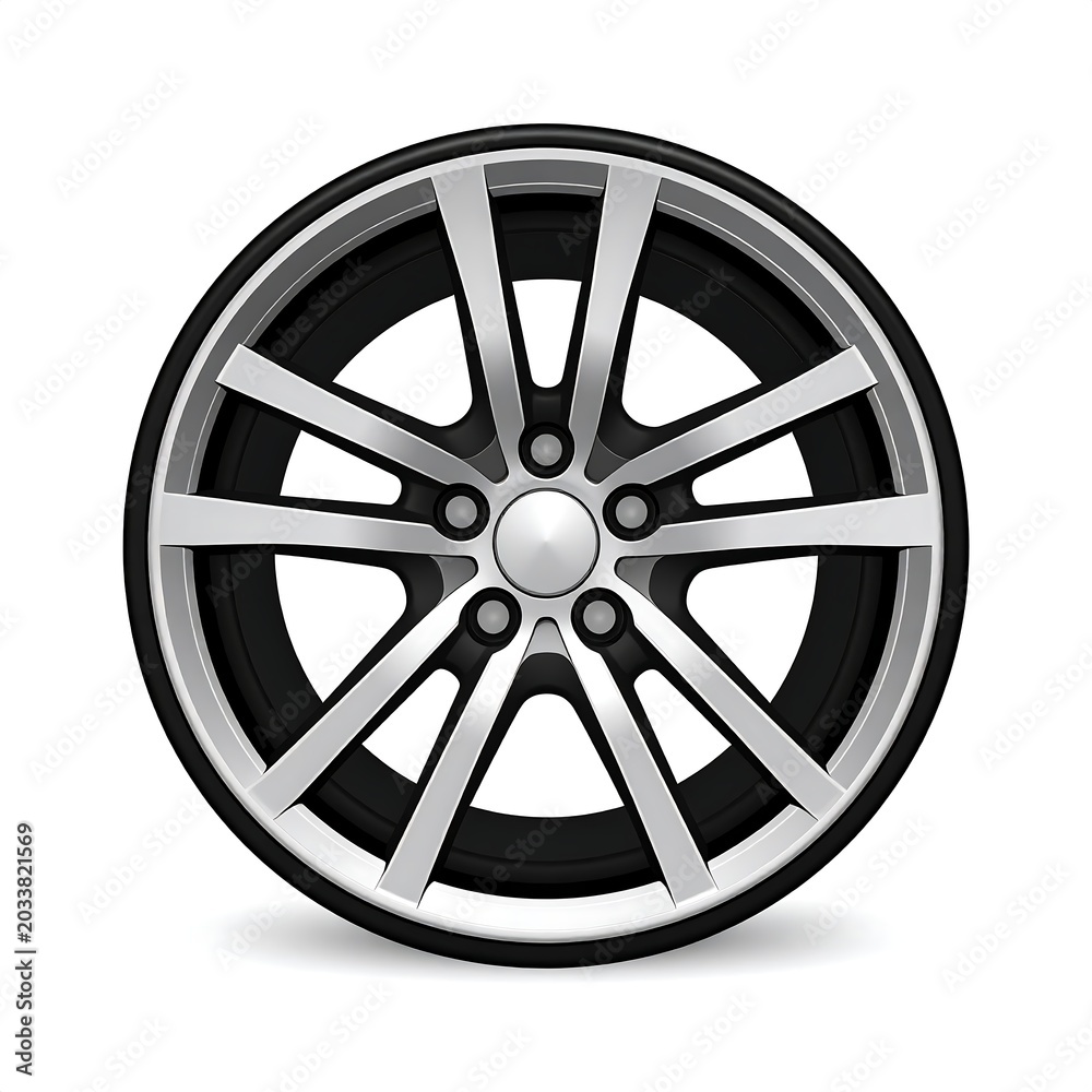 Obraz premium Black and white bicycle wheel with spoked design close-up.