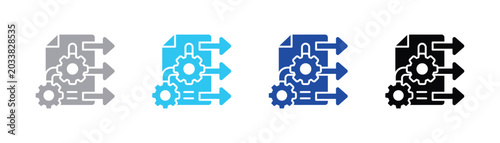 Fényképezés Vector icon illustrating automated data processing with gears and outgoing arrow