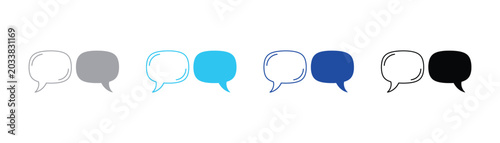 Foto Speech bubble outline and filled vector icons with dialogue communication conver