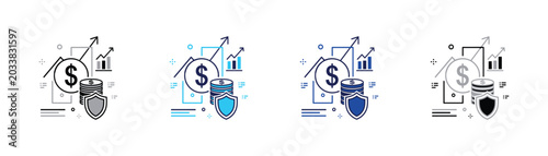 Financial growth and investment security concept with upward graph and shield investment security protection increasing business illustration abstract