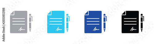 Contract agreement document with signature and pen illustration contract agreement document signature illustration business official conditions approval validation authentication