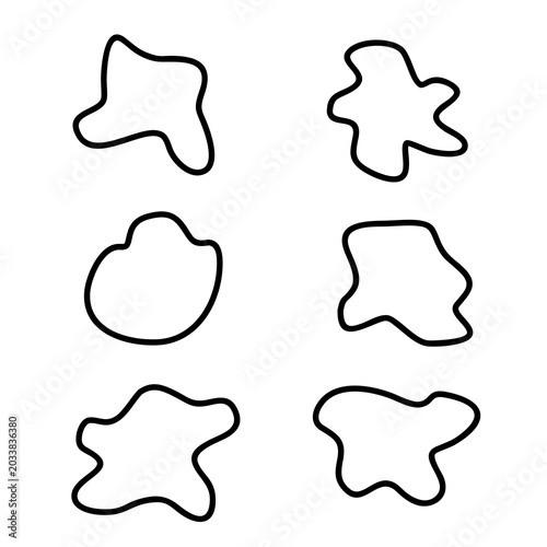 Set of Hand Drawn Organic Blob Shapes Doodle Line Art Elements Collection