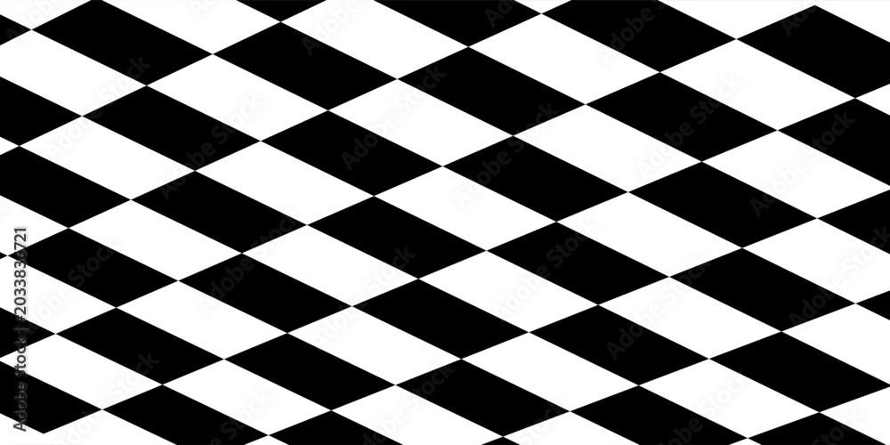 Obraz premium Black and White Harlequin Diamond Pattern Background With Geometric Rhombus Tiles