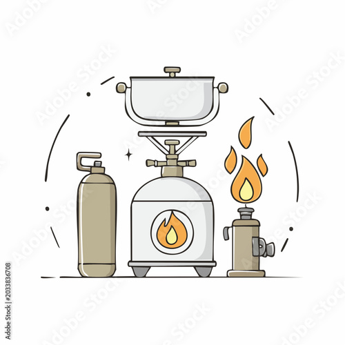 Camping Stove and Gas Cylinder Illustration
