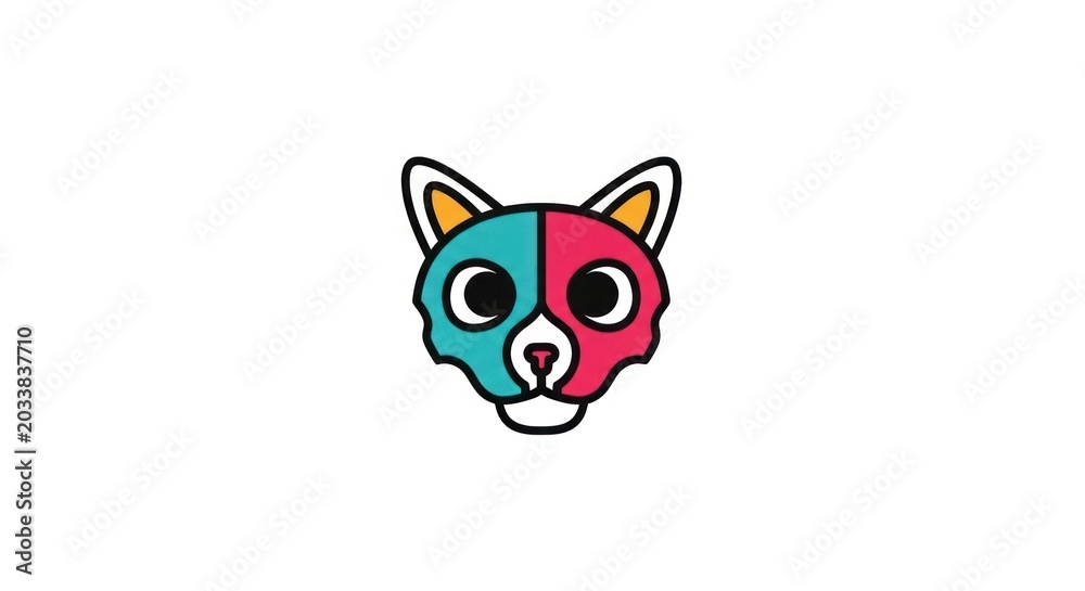 Fototapeta premium Cute bi color cat head logo design
