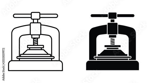 Tableau sur toile Vector illustration of clamp tools in black and white on white background