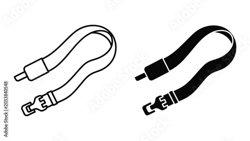 Fotografía Black and white illustration of two identical cable straps with buckle and prong