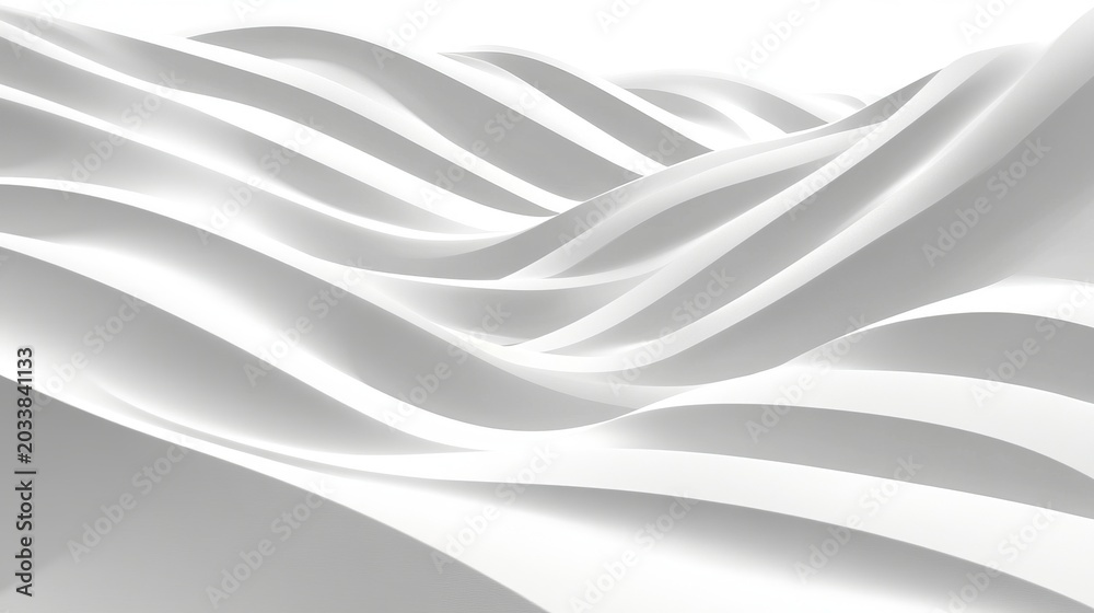 Obraz premium Abstract White Structure Texture with Gentle Waves Formed of Ribbons in Modern Sculpture Design
