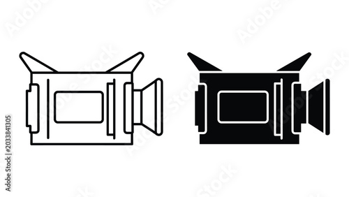 Tableau sur toile Vector illustration of black and white video camera icons on white background