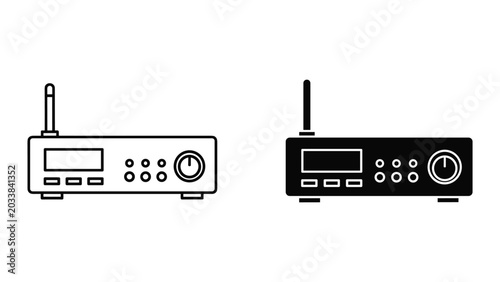 Tableau sur toile Vector illustration of two radio devices with antenna and control panel isolated