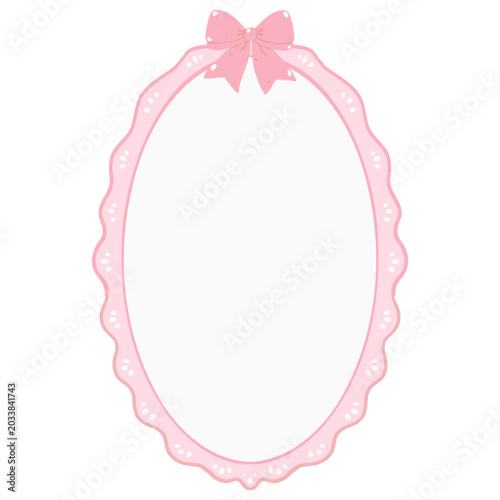 Pink Oval Frame With Bow