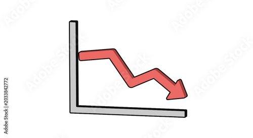Decreasing graph with red arrow.