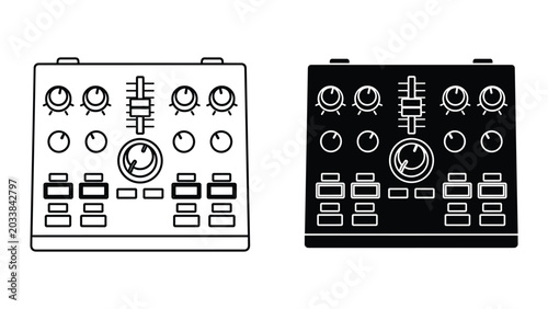 Billede på lærred Vector illustration of two electronic device control panels with buttons and dia