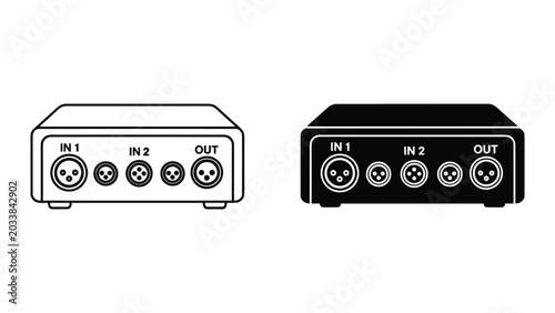 Tableau sur toile Vector illustration of audio video signal switcher box with multiple input and o