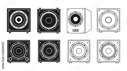 Konstfotografi Vector set of various speaker designs and styles in black and white