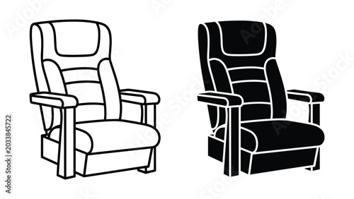 Photos Vector illustration of two recliner chairs in black and white on a white backgro