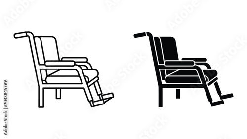 Foto Vector illustration of two reclining chairs in black and white on a white backgr