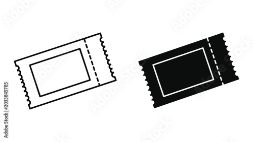 Cuadro en lienzo Two blank ticket stubs with perforated edges and rectangular shapes in black and