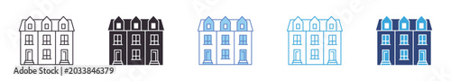 Foto Residential Building Icon Set , townhouse exterior symbol, real estate, property