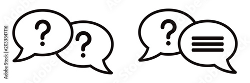 Tableau sur toile Questions and Answers Icon Flat Illustration Set Logo Representing FAQ, Help Cen