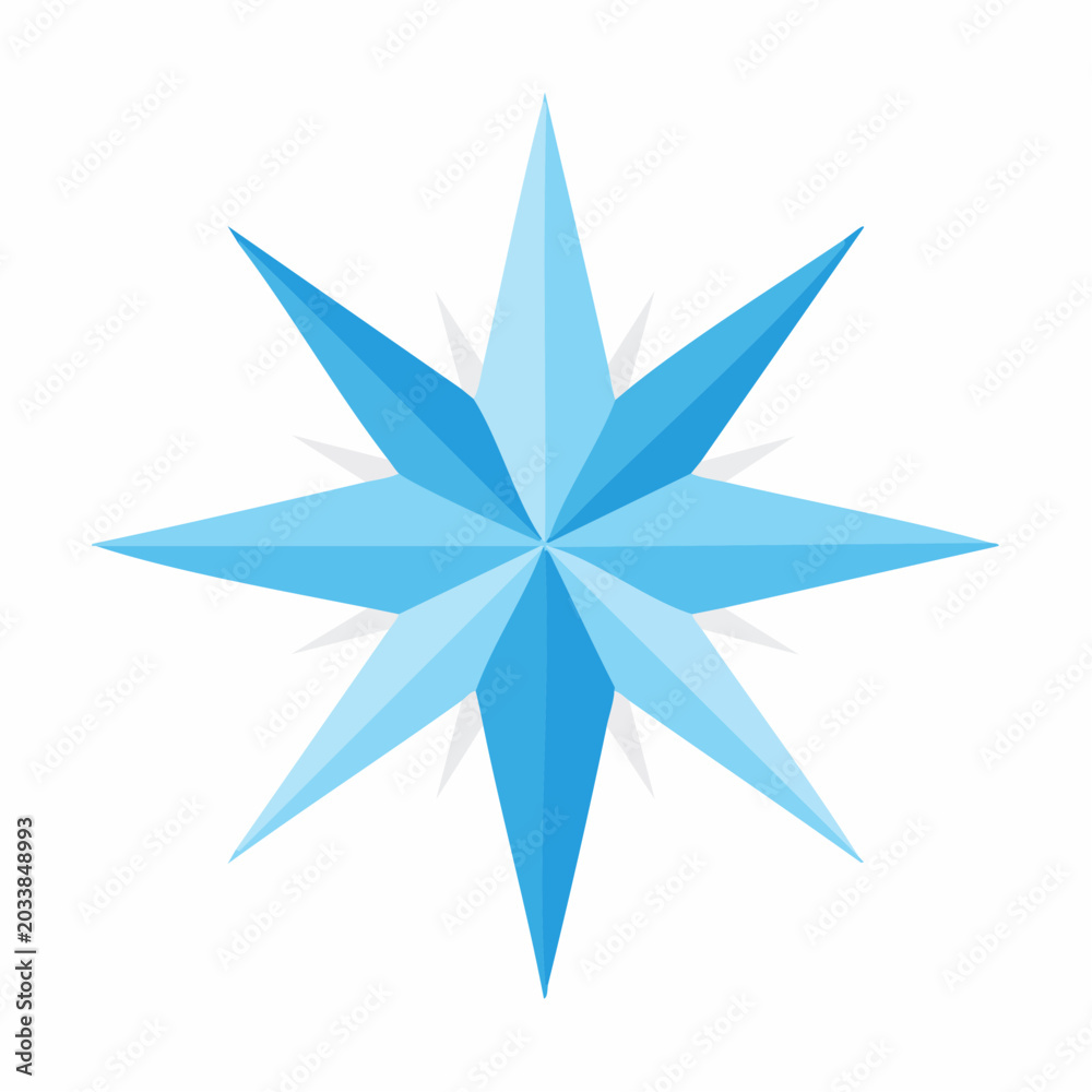 Obraz premium Blue Star Compass Rose Icon