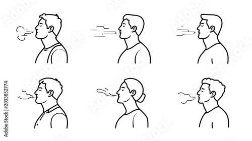 Foto Breathing Techniques Demonstrated Through Animated Figures Practicing Inhale and