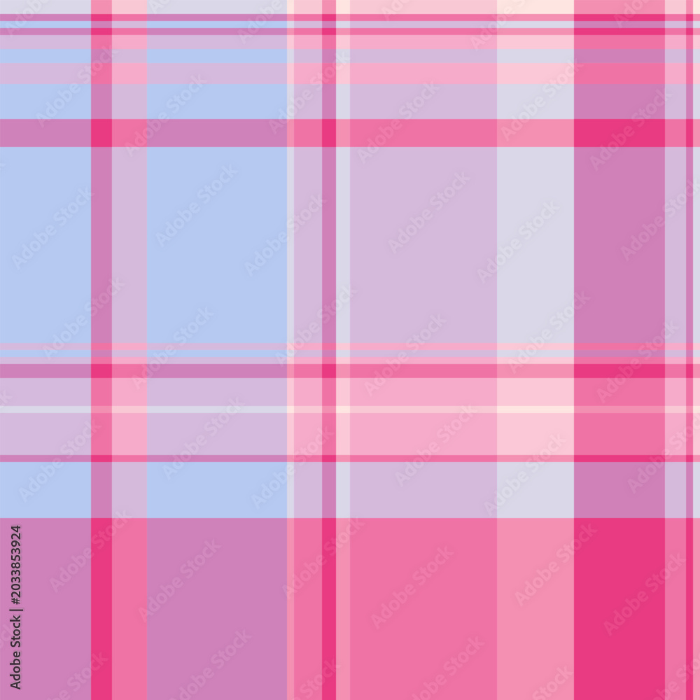 Fototapeta premium Xmas plaid textile seamless, quilted background texture check. Eps pattern vector tartan fabric in pink and thistle colors.