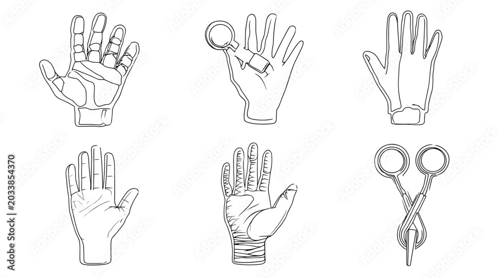 Fototapeta premium Collection of Hand Gestures and Symbols Illustrating Various Expressions and Communication