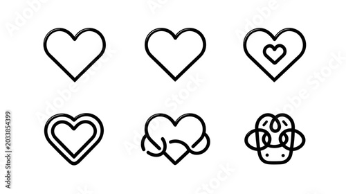 Collection of Heart Shapes in Various Styles Representing Love and Affection