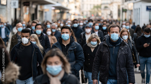 Crowd with Face Masks