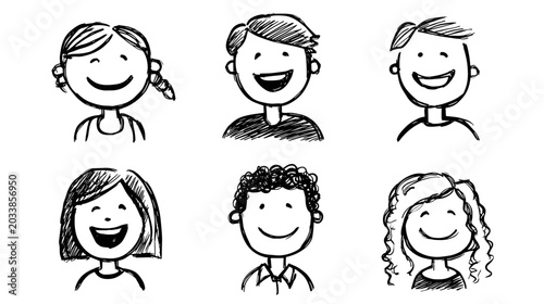Photography Collection of Smiling Cartoon Faces Representing Friendship and Joyful Emotions