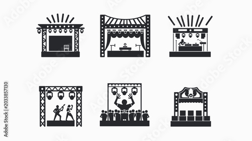 Tableau sur toile Collection of Theater Stage Set Designs for Various Live Performance Events and